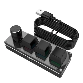 Трехключевая USB-проводная мини-клавиатура Механическая клавиатура для портативного компьютера Черного цвета