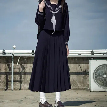 Японско Корейская школьная форма, Костюм Моряка для девочек, официальная осенняя одежда для колледжа, Модные комплекты Jk, Длинная Юбка средней длины
