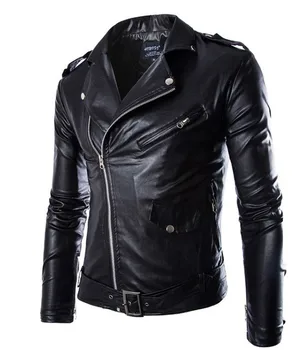 Мужская кожаная куртка, британская модная мужская куртка из искусственной кожи, 2023, Новая корейская версия, мотоциклетная облегающая кожаная куртка