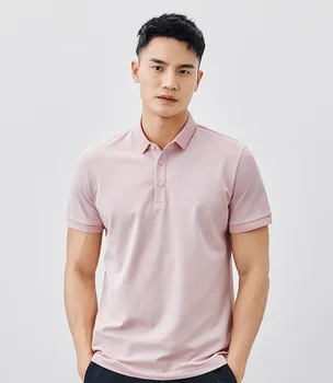 J1773 Мужская повседневная рубашка поло с короткими рукавами, мужская летняя новая однотонная футболка с отворотом и короткими рукавами