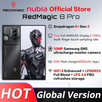 Глобальная версия Nubia Redmagic 8 Pro 5G 6,8 дюйма 120 Гц AMOLED Snapdragon 8 Gen 2 65 Вт сверхбыстрая зарядка 6000 мАч NFC