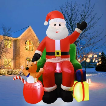 7,5 футов Санта-Клауса Рождественские Надувные Наружные украшения Большой Санта Со светодиодной подсветкой Надувные игрушки Декор для дома и Сада 2023 Новый
