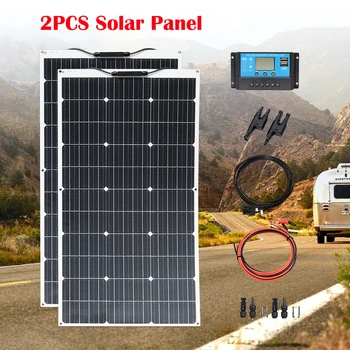 Монокристаллическая гибкая солнечная панель мощностью 100 Вт 200 Вт 18 В или комплект из 100 Вт/200 Вт Высокоэффективный Солнечный модуль Для зарядки аккумулятора
