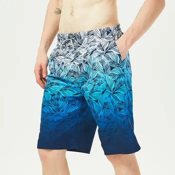 Пляжные брюки с градиентом, мужские быстросохнущие шорты большого размера, укороченные брюки, брюки в цветочек