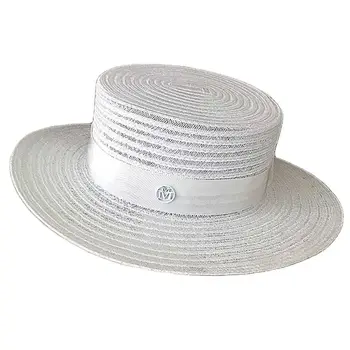 Классический унисекс соломы Fedora дерби шляпа с широкими полями пляжная шляпа летняя шляпа Солнца шляпа для женщин мужчин с плоским верхом Церковь дерби колпачок пара топы