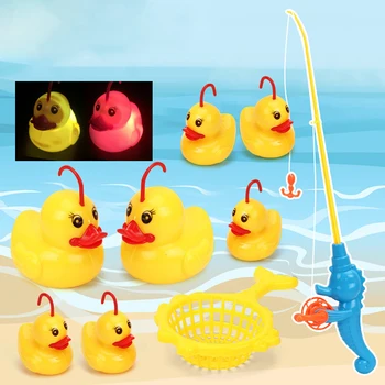 Детский набор игрушек для рыбалки Для мальчиков и девочек, 9 шт., Вибрирующие легкие Игрушки для ловли утки в водяной ванне, забавные аксессуары для малышей