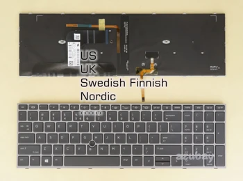 Клавиатура для HP ZBOOK Fury 17 G7 G8, NSK-X11BC 9Z.NHPBC.11D PK132UQ1A01 с подсветкой, для США, Великобритании, Северной Европы, Швеции, Финляндии, Дании, Норвегии
