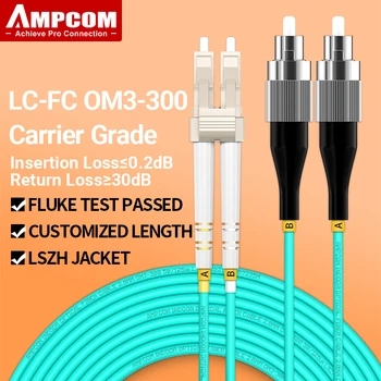 Волоконно-оптический Патч-кабель AMPCOM OM3 LC-FC UPC Многомодовый Дуплексный MMF 50/125 мкм 10 Гбит/с, Нечувствительный К Изгибу Волоконно-оптический шнур 2,0 мм