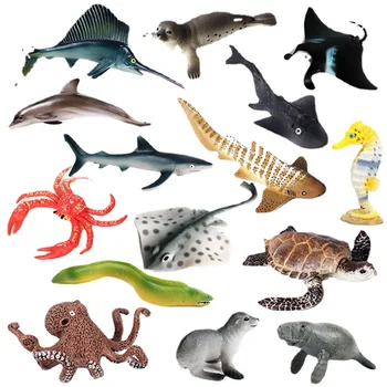 Имитационная модель морской жизни детская игрушка акула дельфин мурена камчатский краб черепаха набор украшений