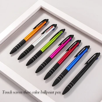 Креативная трехцветная шариковая ручка с сенсорным экраном, многофункциональные цветные канцелярские принадлежности, подарочная ручка для школьников, корейские канцелярские принадлежности