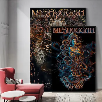 Ностальгическая музыкальная группа, Металлическая жестяная вывеска, плакат Meshuggah и принты на холсте, настенная художественная картина для гостиной, подарок для домашнего декора