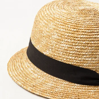 Детская Летняя шляпа С Солнцезащитным козырьком, Фетровые шляпы с черным ремешком, Канотье, Складная Кепка для девочек, Пляжная Шляпа, Солнцезащитные Кепки, Соломенная шляпа для детей 3