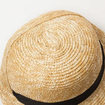 Детская Летняя шляпа С Солнцезащитным козырьком, Фетровые шляпы с черным ремешком, Канотье, Складная Кепка для девочек, Пляжная Шляпа, Солнцезащитные Кепки, Соломенная шляпа для детей 4
