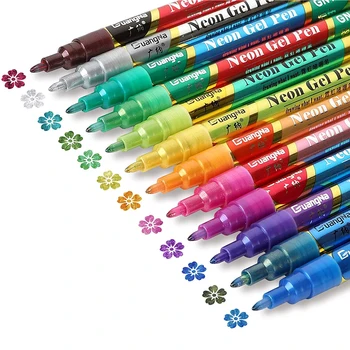 Блестящие ручки с металлическими красками, блестящие маркеры на водной основе, 12 цветов, набор ручек для поздравительных открыток, художественного рисования, наскальной живописи