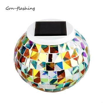 Умная солнечная светодиодная лампа RGB с 3D художественной мозаикой/ломаным рисунком, праздничный стеклянный шар, лампа для вечеринки, Семейное наружное декоративное освещение