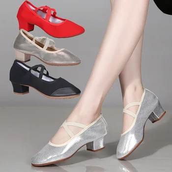 Новая модная танцевальная обувь для женщин, девочек, Женская обувь для Латиноамериканских танцев, бальных танцев, современной Сальсы, Танцевальная обувь для Квадратного танца, мягкая резиновая подошва 1