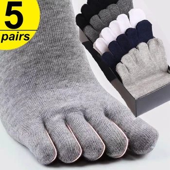 5 пар Носков с носком, Мужские хлопковые Носки с пятью пальцами, Дышащие Короткие носки для лодыжек, Спортивные носки Для бега, Однотонные мужские носки