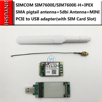 SIMCOM SIM7600E/SIM7600E-H + IPEX SMA косичковая антенна + антенна 5dbi + USB-адаптер со слотом для SIM-карты, многополосный модуль LTE CAT4