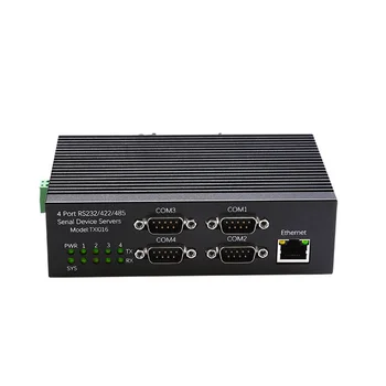 DIEWU TXI016 Промышленный 4 Порта RS232/485/422 Сервер последовательных устройств в сетевой конвертер Ethernet 10/100 Мбит/с Модуль порта RJ45 1