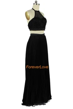 2016 Красивая пара на бретелях с черным, белым, синим жемчугом, длинное платье для выпускного вечера, вечернее платье для вечеринки 3