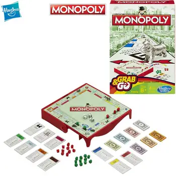 Hasbro Monopoly Подлинная оригинальная стратегическая игра-головоломка Grab and Go, размер для путешествий