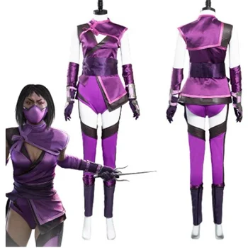Игра Mortal Kombat Милена Косплей костюм Полный комплект Сексуальная униформа фиолетового цвета для женщин Костюмы для косплея на Хэллоуин Карнавальный костюм