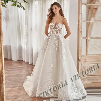 Свадебные платья VIKTORIA Fairytale без бретелек, милая для женщин, Невесты, 2023, Трапециевидные аппликации, Vestidos De Novia, сшитые на заказ