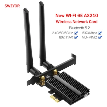 WiFi 6E Intel AX210 Беспроводной WiFi Адаптер трехдиапазонный PCIe Сетевая карта 2,4 G/5G/6GHz 802.11AX Bluetooth 5,2 для ПК С Поддержкой Win10/11 0