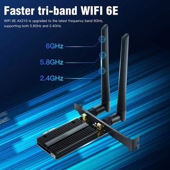 WiFi 6E Intel AX210 Беспроводной WiFi Адаптер трехдиапазонный PCIe Сетевая карта 2,4 G/5G/6GHz 802.11AX Bluetooth 5,2 для ПК С Поддержкой Win10/11 2