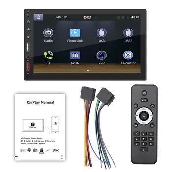 2 Din 7 Дюймов Сенсорный Экран Автомобиля Радио Стерео Bluetooth MP5 Плеер с CarPlay Android Auto 2 USB FM Автомобильный Плеер B