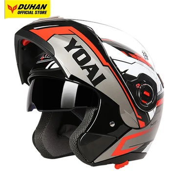 Новый мотоциклетный шлем с двойными линзами Для езды на мотоцикле, модульный флип-шлем из АБС-материала Для мотокросса, шлем с защитой всего лица