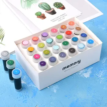 【24 Цветная серия Herbal 】 Подарочная коробка для упаковки цветных чернил Под Старину Со стеклянной ручкой, смоченной в воде Чернилами для ручек