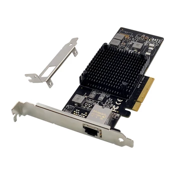 1 Комплект Серверной сетевой карты PCI-E X8 X550 10G С одним Портом RJ45 10GbE X550-T1 RJ45X Черного Цвета С Радиатором + Короткая перегородка