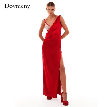 Вечернее платье Doymeny 2023 на тонких бретельках с блестками, Атласное платье без рукавов с V-образным вырезом 