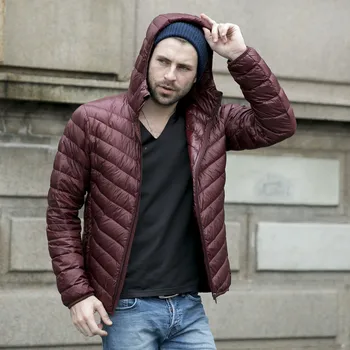 Новая осенне-зимняя ультратонкая мужская куртка на утином пуху XXXL, куртка с капюшоном для мужчин, модная мужская верхняя одежда, пальто 1