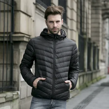 Новая осенне-зимняя ультратонкая мужская куртка на утином пуху XXXL, куртка с капюшоном для мужчин, модная мужская верхняя одежда, пальто 4
