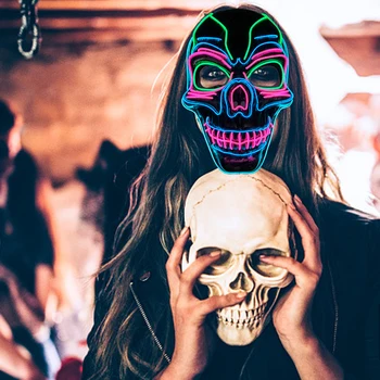 Новый дизайн, страшная маска на Хэллоуин для вечеринки, светодиодная светящаяся маска, маска ужасов для косплея, светящаяся в темноте