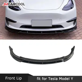 Передний спойлер из углеродного волокна/ABS для Tesla Модель Y 2021 + 3 шт./компл. Спойлер для подбородка на переднем бампере Автомобильный Обвес 