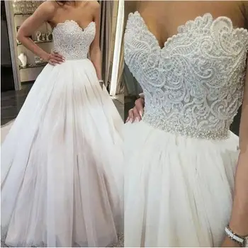 Бальное платье из белого тюля цвета слоновой кости с жемчугом в виде сердечка, Свадебные платья для невесты 2022, Брак по индивидуальному заказу, Большие размеры