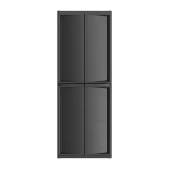 Пластиковый 4-полочный шкаф для гаражного хранения, черный