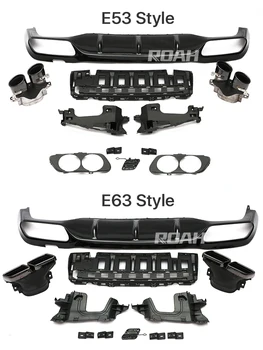 E63 E53 Look Style Диффузор Заднего Бампера для Губ, Спойлер С Наконечниками Выхлопных Газов Для Benz E Class W213 E200 E260 E300 Спортивный Седан 2017-2019 1