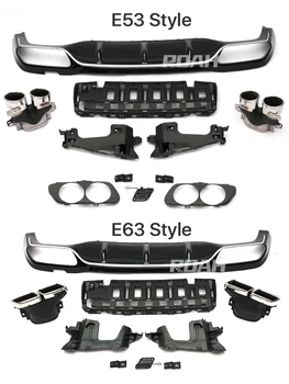 E63 E53 Look Style Диффузор Заднего Бампера для Губ, Спойлер С Наконечниками Выхлопных Газов Для Benz E Class W213 E200 E260 E300 Спортивный Седан 2017-2019 2